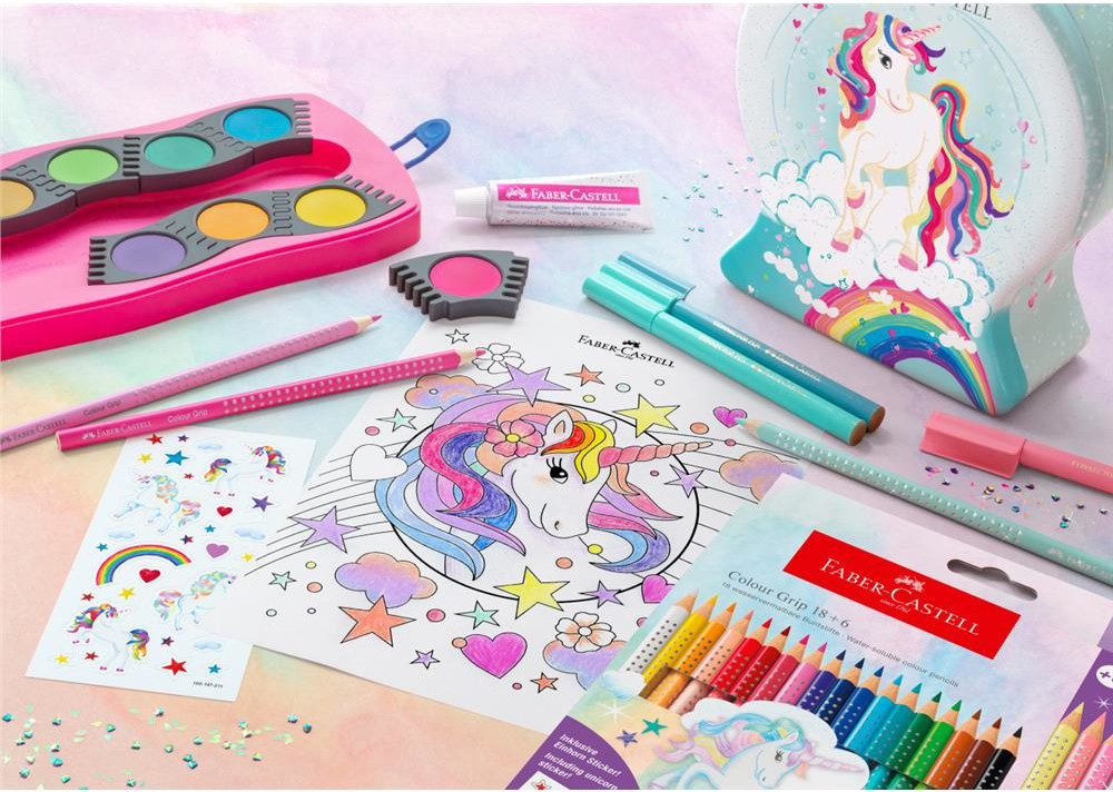 Kredki 2001 UNICORN (18 kredek grip+6 kredek sparkle pastel+naklejki) 201543 Faber-Castell